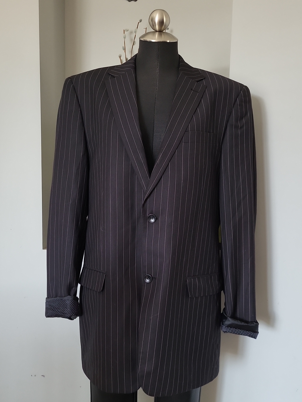 Vintage Classic Men's Black Pinstripe Blazer 90's Sz 42T